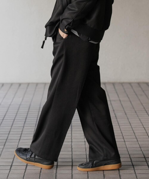 SENSE OF PLACE by URBAN RESEARCH（センスオブプレイスバイアーバンリサーチ）の「『セットアップ対応』ウールライクダブルタックワイドパンツ（その他パンツ・メンズ・BLACK/CHARCOAL/GREIGE/NAVY・S/M/L）」の9枚目の写真