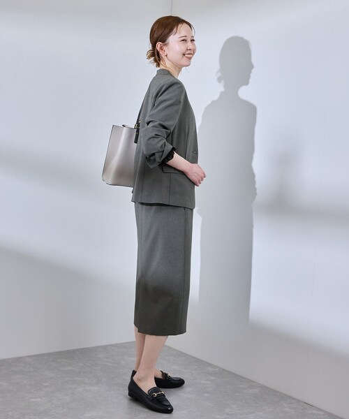 ROPE' PICNIC（ロペピクニック）の「【UV対応】【リネンライク・シリーズ】ノーラペルジャケット/通勤・セットアップ対応（ノーカラージャケット・レディース・グレー/グレー系/ダークブラウン/ネイビー・36/38/40）」の20枚目の写真