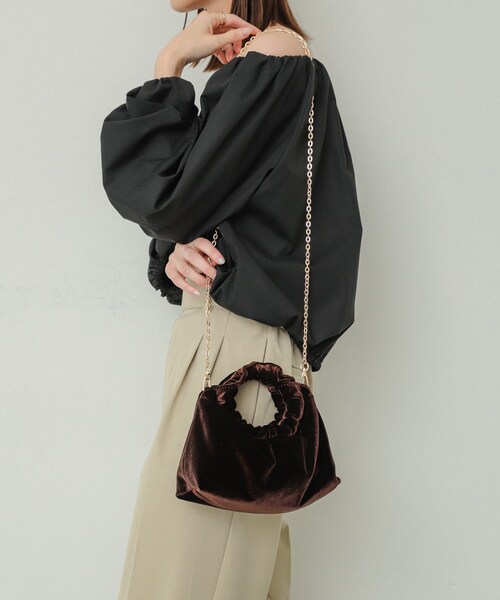 SENSE OF PLACE by URBAN RESEARCH（センスオブプレイスバイアーバンリサーチ）の「ベロアバッグ（ハンドバッグ・レディース・MUSTARD/BROWN/PURPLE・one）」の7枚目の写真