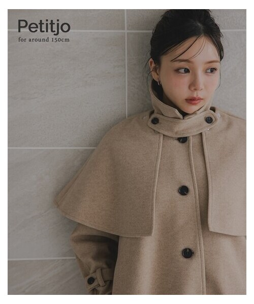 nissen（ニッセン）の「小さいサイズ　3WAYケープ付ロングコート　低身長さん・小柄女性（ジャケット/アウター・レディース・モカ/チャコールグレー・PSS・PS/PM・PL）」の2枚目の写真