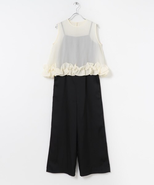 URBAN RESEARCH ROSSO（アーバンリサーチロッソ）の「フリルヘムブラウスセットアップ（つなぎ/オールインワン・レディース・OFF×BK/LBL×BR・Free）」の11枚目の写真