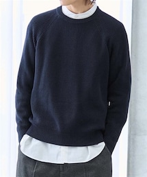 nissen | ローゲージ畦編ラグランスリーブセーター【大きいサイズ有】(ニット/セーター)