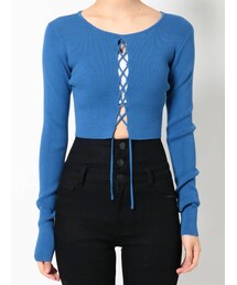 EMODA | フロントレースフィットトップ(ニット/セーター)