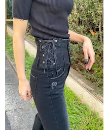 EMODA | サイドレースアップハイウエストパギンス(デニムパンツ)