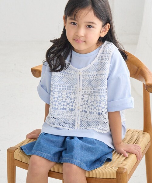 ROPE' PICNIC（ロペピクニック）の「【KIDS/キッズ】フロントボタンレースジレベスト/リンクコーデ（ベスト・キッズ・ブラック/ホワイト・L/M/S）」の13枚目の写真