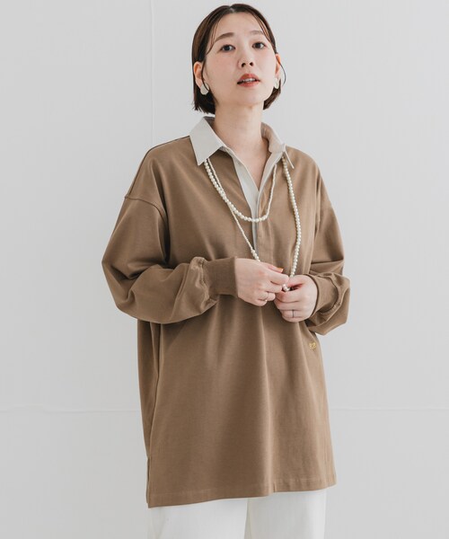 URBAN RESEARCH ROSSO（アーバンリサーチロッソ）の「F by ROSSO　ラガーチュニックプルオーバー（Tシャツ/カットソー・レディース・BEIGE/NAVY・FREE）」の5枚目の写真