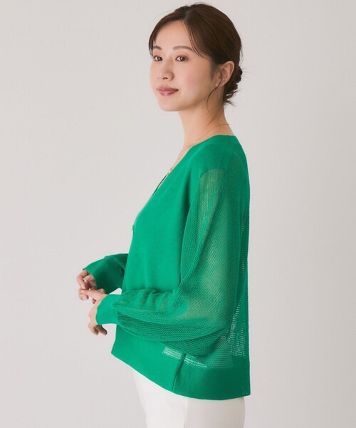 Jayro（ジャイロ）の「メッシュカーディガン（カーディガン/ボレロ・レディース・ブラック/ホワイト系/グリーン・F）」の22枚目の写真