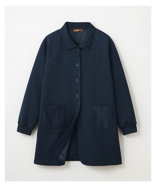 nissen（ニッセン）の「【シニアファッション】衿付軽量キルティングカットソーコート（ステンカラーコート・レディース・ボルドー/ネイビー・M/L/LL/3L）」の5枚目の写真