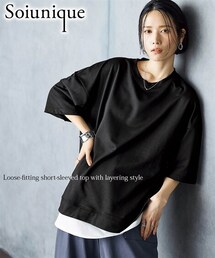 Soiunique | 重ね着風ゆったり半袖トップス ［Soiunique］(Tシャツ/カットソー)
