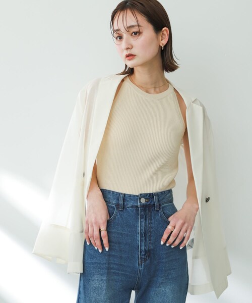 SENSE OF PLACE by URBAN RESEARCH（センスオブプレイスバイアーバンリサーチ）の「カップツキアメスリニットタンクトップ（タンクトップ・レディース・BRICK/IVORY/BLACK・One/one）」の8枚目の写真