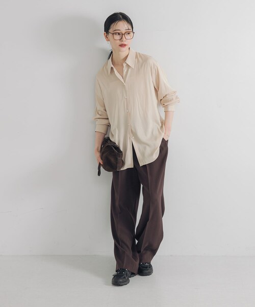 URBAN RESEARCH(アーバンリサーチ)の「レギュラーカラーシルキーシャツ(Tシャツ/カットソー・レディース・OFF/L.BEIGE・FREE)」の19枚目の写真