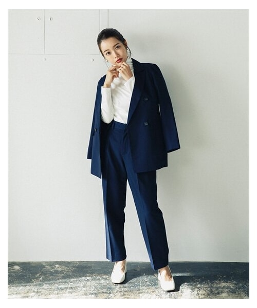 nissen（ニッセン）の「【sail】サスペンダー付きテーパードパンツ（セットアップ対応）　小さいサイズ（パンツ・レディース・ベージュ/ネイビー・PSS/PS）」の3枚目の写真