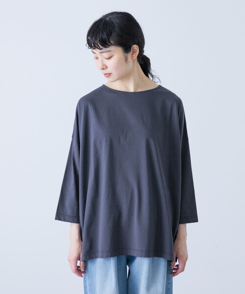 かぐれ（カグレ）の「ボートネック7分袖ワイドカットソー（Tシャツ/カットソー・レディース・OFF/PINK/SMOKE NAVY・FREE）」の19枚目の写真