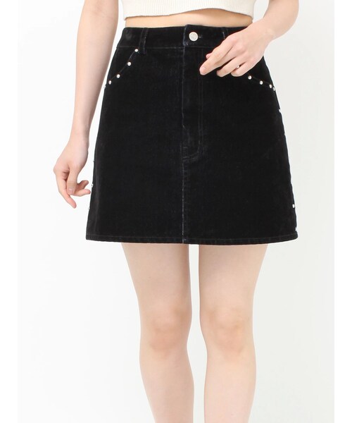 MURUA（ムルーア）の「フロッキーデニムミニスカート【セット販売対象】（デニムスカート・レディース・グレー/ブラック/ボルドー・1/2）」の8枚目の写真