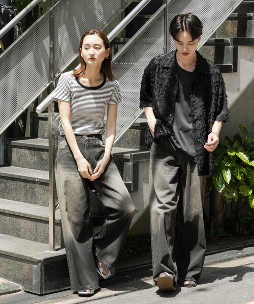SENSE OF PLACE by URBAN RESEARCH(センスオブプレイスバイアーバンリサーチ)の「『ユニセックス』ヴィンテージライクデニムワイドパンツ(デニムパンツ・メンズ・D.INDIGO/BLACK・M/L)」の9枚目の写真