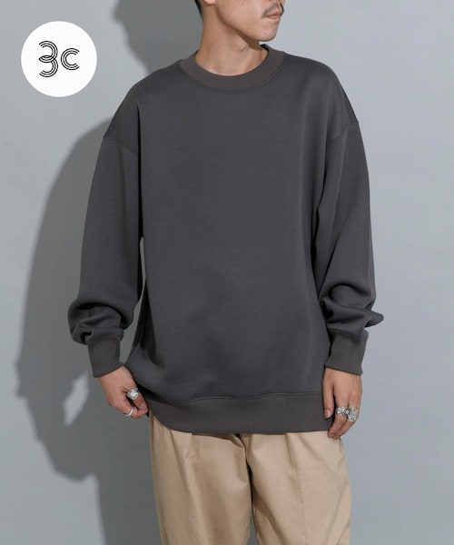 THE GOODLAND MARKET（ザグッドランドマーケット）の「『別注』MIDIUMISOLID×TGM　Recycled polyester sweat（スウェット・レディース・C.Gray/L.Beige/OFF・M/L）」の2枚目の写真