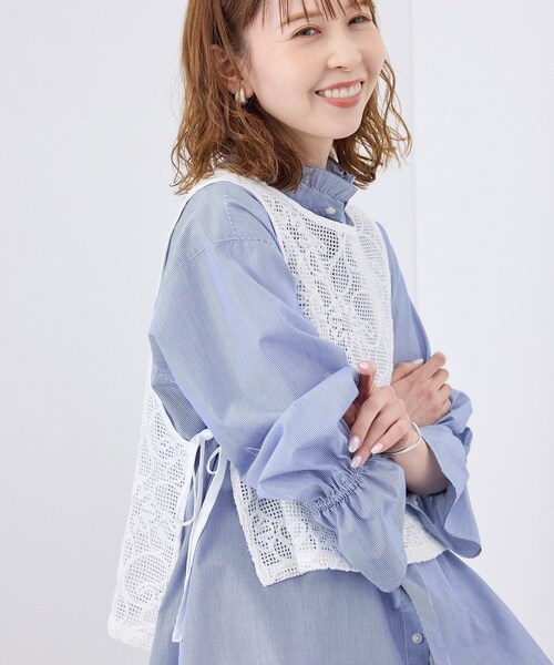 ROPE' PICNIC（ロペピクニック）の「サイドリボンレースベスト（ベスト・レディース・ブラック/ホワイト/キナリ・F）」の12枚目の写真