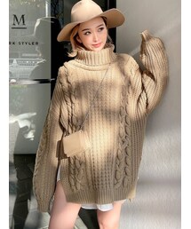 GYDA | シャツアンサンブルタートルケーブルニット TOPS(ニット/セーター)