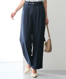 7days Life Styling | ストライプタックワイドパンツ（しわになりにくい・速乾・UVカット）＜大きいサイズ有＞(その他パンツ)