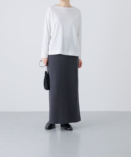 かぐれ（カグレ）の「コットンカシミヤニットスカート（スカート・レディース・CHARCOAL/BROWN・Free）」の6枚目の写真