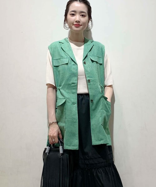 ITEMS URBANRESEARCH（アイテムズ アーバンリサーチ）の「ミリタリーベスト（ベスト・レディース・GRN/BEG/BLK・FREE）」の3枚目の写真