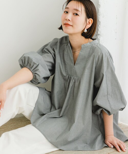 URBAN RESEARCH ROSSO（アーバンリサーチロッソ）の「『UR TECH』F by ROSSO　イージーリネンボリュームブラウス（シャツ/ブラウス・レディース・PINK/GRAY/MINT/NAVY/BLUE ST・FREE）」の7枚目の写真