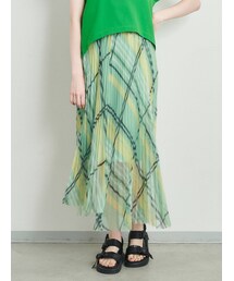 ELENDEEK | PANEL PLEATS CHECK SK(スカート)