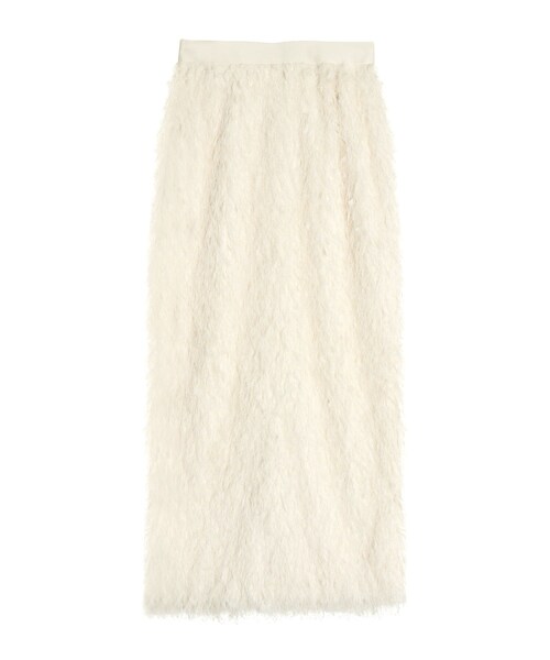 ELENDEEK（エレンディーク）の「FEATHER YARN STRAIGHT SK（スカート・レディース・オフホワイト/ブラック・01/02）」の4枚目の写真