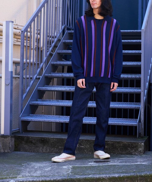 ADAM ET ROPE'（アダムエロペ）の「【THE INOUE BROTHERS… together with WILD LIFE TAILOR】polo knit（ニット/セーター・メンズ・ネイビー・L/M/XL）」の9枚目の写真