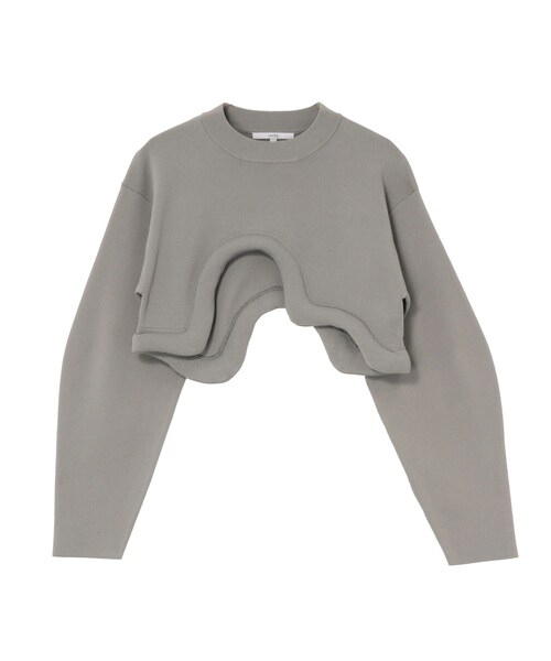 UN3D.(アンスリード)の「EDGE WAVE SHORT KNIT(ニット/セーター・レディース・ホワイト/グレー/ブラック・F)」の6枚目の写真