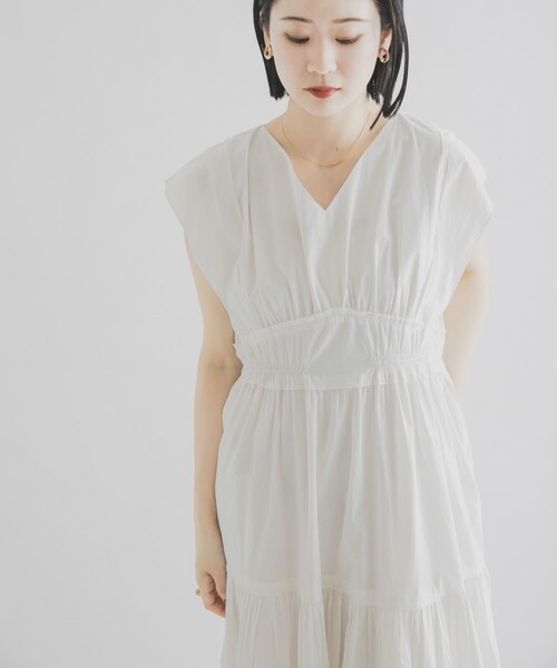 THE GOODLAND MARKET（ザグッドランドマーケット）の「FANAKA　ギャザードレス（ワンピース・レディース・NAVY/WHITE・Free）」の8枚目の写真