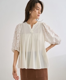 ROPE' | ジャガードスリーブコンビブラウス/イージーケア(シャツ/ブラウス)