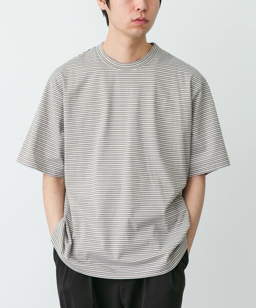 URBAN RESEARCH DOORS(アーバンリサーチドアーズ)の「STILL BY HAND STRIPED T-SHIRTS(Tシャツ/カットソー・メンズ・BEG×WHT/GRY×BLK/BLK×WHT・46/48/50)」の3枚目の写真