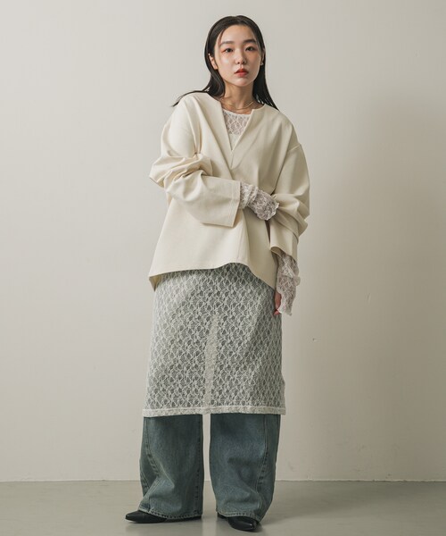 SENSE OF PLACE by URBAN RESEARCH（センスオブプレイスバイアーバンリサーチ）の「スキッパールーズトップ（その他トップス・レディース・IVORY/CAMEL/CHARCOAL・one）」の9枚目の写真