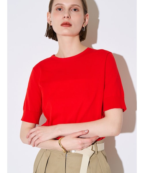 ELENDEEK（エレンディーク）の「HALF SLEEVE T-KT（ニット/セーター・レディース・オフホワイト/ブラック/レッド/ブルー・F）」の12枚目の写真