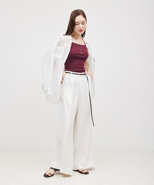 ROPE'（ロペ）の「コットンシルク丸胴テレコカップ付きキャミソール（キャミソール・レディース・ブラック/オフホワイト/ワイン・F）」の18枚目の写真