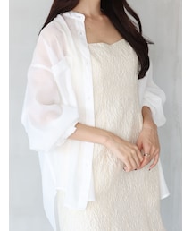 MERCURYDUO | ノーカラーバックリボンシアーシャツ(シャツ/ブラウス)