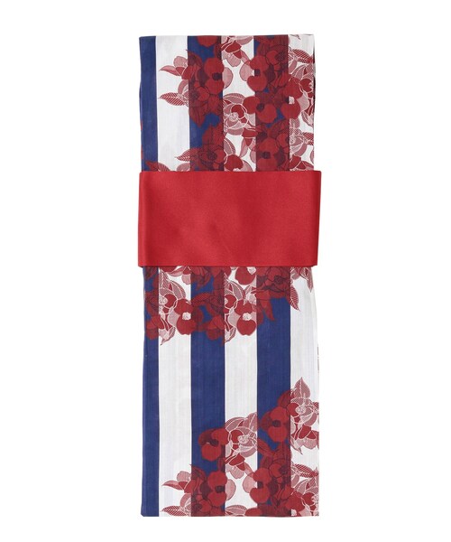 MURUA（ムルーア）の「MURUA浴衣SET【太縞に椿】（浴衣・レディース・ブルー・F）」の2枚目の写真