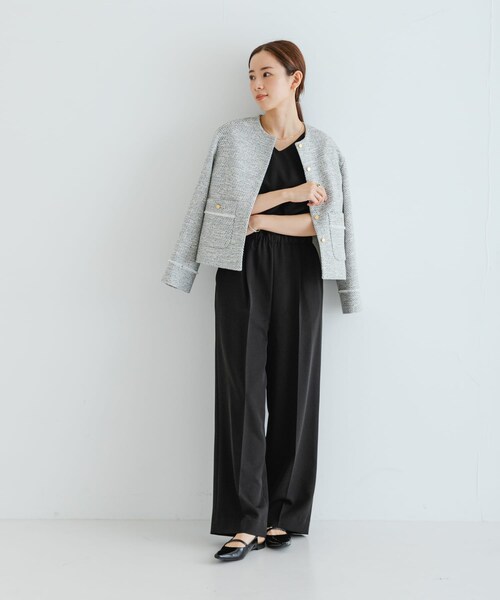 URBAN RESEARCH（アーバンリサーチ）の「ツイードノーカラージャケット（ノーカラージャケット・レディース・OFF MIX/BLACK MIX・FREE）」の9枚目の写真