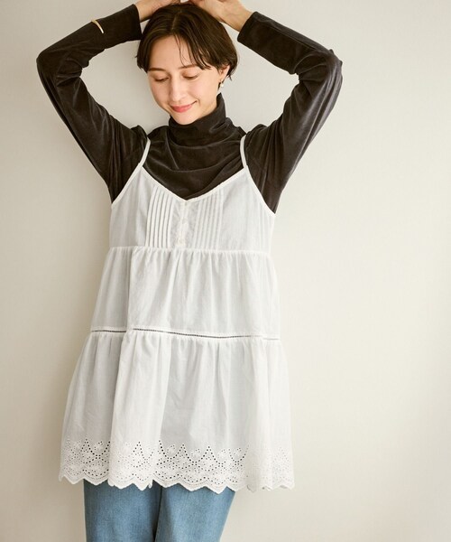 ROPE' PICNIC（ロペピクニック）の「Vネックティアードレースビスチェ（キャミソール・レディース・ホワイト・F）」の6枚目の写真