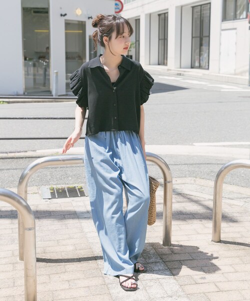 ITEMS URBANRESEARCH（アイテムズ アーバンリサーチ）の「レーヨンデニムワイドパンツ（デニムパンツ・レディース・BLU/O.WSH・FREE）」の9枚目の写真