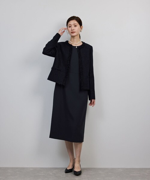 ROPE'（ロペ）の「トリアセダブルクロス ウエストコンシャスワンピース/イージーケア・セットアップ対応・25AW（ワンピース・レディース・ネイビー・36/38/40）」の12枚目の写真