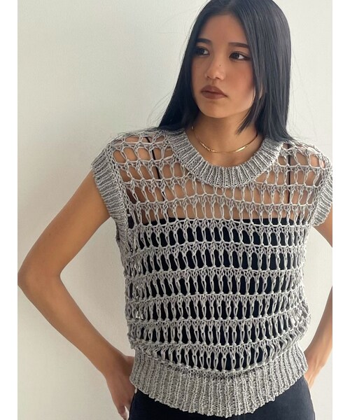 EMODA（エモダ）の「ブレイドメッシュタンクトップ（タンクトップ・レディース・ホワイト/グレー/ブラック/ブルー・F）」の16枚目の写真