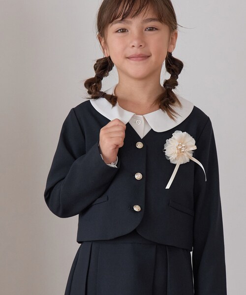 ROPE' PICNIC（ロペピクニック）の「【KIDS】セレモニーにも・セットアップ対応/ノーカラージャケット（ノーカラージャケット・キッズ・ライトグレー/ネイビー・140）」の14枚目の写真
