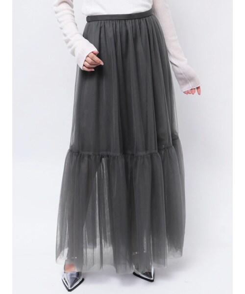 MERCURYDUO（マーキュリーデュオ）の「【OUNNOUN】チュールティアードスカート（その他・レディース・チャコールグレー/ブラック・S/M）」の10枚目の写真