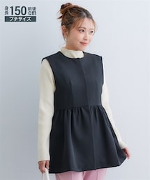 Petitjo | 小さいサイズ　ダブルクロスペプラムベスト　低身長さん・小柄女性(ベスト)