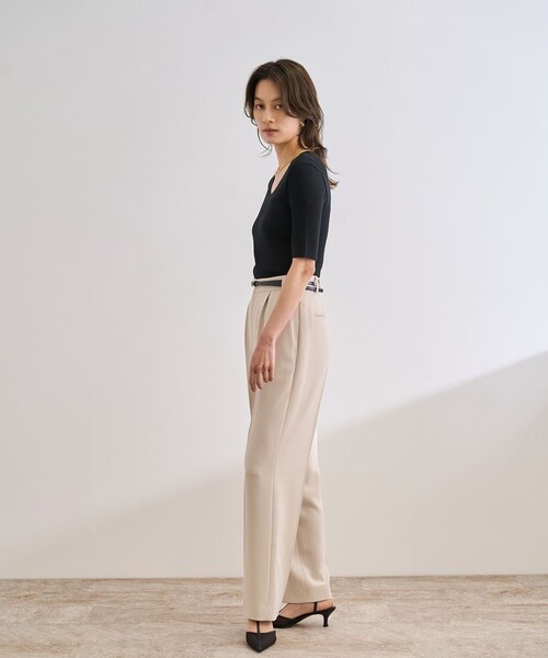 ROPE'(ロペ)の「ワイドリブラウンドネック スーパーメリノウール ニット/イージーケア(ニット/セーター・レディース・ブラック/グレー/オフホワイト・F)」の16枚目の写真