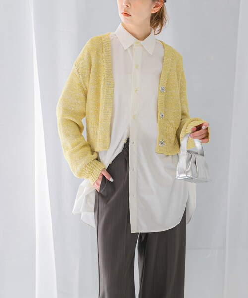 URBAN RESEARCH ROSSO（アーバンリサーチロッソ）の「ラメミックスショートカーディガン（カーディガン/ボレロ・レディース・IVORY/YELLOW・FREE）」の2枚目の写真