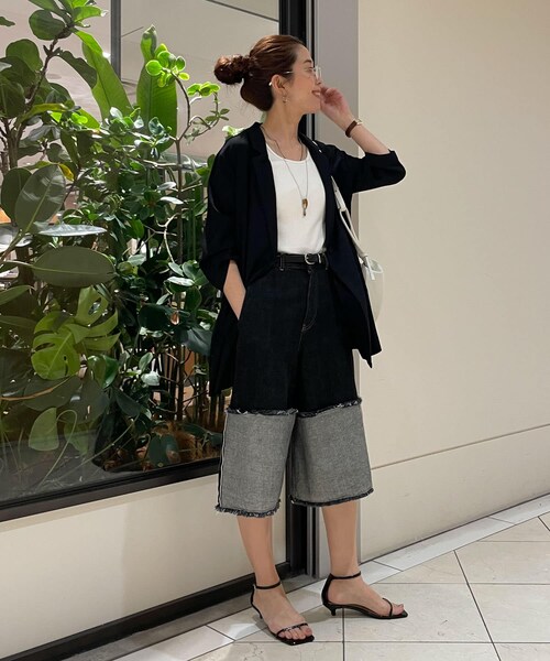 URBAN RESEARCH(アーバンリサーチ)の「LIVINGTONE DOLK4 - Flair culottes(デニムパンツ・レディース・BLK WHT/BLACK・34/36)」の4枚目の写真