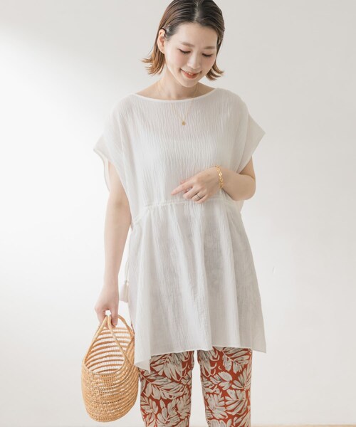 URBAN RESEARCH ROSSO（アーバンリサーチロッソ）の「F by ROSSO　ウエストギャザーオーバーブラウス（シャツ/ブラウス・レディース・BROWN/BLACK/WHITE・FREE）」の7枚目の写真